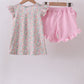 Floral bunny applique ruffle shorts set