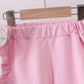 Floral bunny applique ruffle shorts set