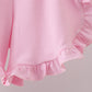 Floral bunny applique ruffle shorts set