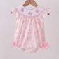 Pink bunny smocked ruffle bow bubble