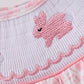 Pink bunny smocked ruffle bow bubble