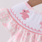Pink bunny smocked ruffle bow bubble