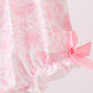 Pink bunny smocked ruffle bow bubble