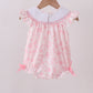 Pink bunny smocked ruffle bow bubble