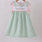 Green swiss dot cross sheep ruffle dress