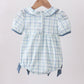 Blue plaid duck smocked bubble