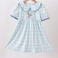 Blue plaid duck smocked dress