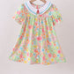 Pink floral print puff sleeve ruffle dress