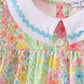 Pink floral print puff sleeve ruffle dress