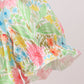 Pink floral print puff sleeve ruffle dress