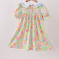 Pink floral print puff sleeve ruffle dress