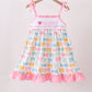 Pink bow I love MOMMY smocked ruffle dress