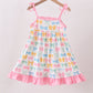 Pink bow I love MOMMY smocked ruffle dress