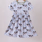 Blue cow print bamboo gingham dress