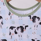 Blue cow print bamboo gingham dress