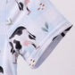 Blue cow print bamboo gingham dress