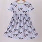 Blue cow print bamboo gingham dress
