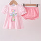 Pink stripe cross applique bloomer set