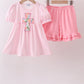 Pink stripe cross applique ruffle shorts set