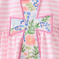 Pink stripe cross applique ruffle shorts set