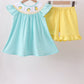 Summer lemon smocked ruffle shorts set