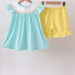 Summer lemon smocked ruffle shorts set