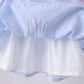 Blue seersucker bow smocked ruffle shorts set