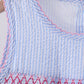 Blue seersucker bow smocked dress