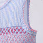 Blue seersucker bow smocked dress