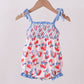 Blue cherry smocked ruffle bubble