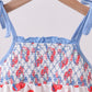 Blue cherry smocked ruffle bubble