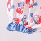 Blue cherry smocked ruffle bubble