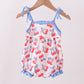 Blue cherry smocked ruffle bubble