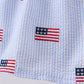 Blue flag embroidery seersucker ruffle dress