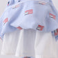Blue flag embroidery seersucker ruffle dress