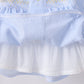 Blue lemon embroidery seersucker ruffle shorts set