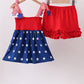 Blue star smocked ruffle shorts set