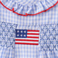 Blue flag smocked ruffle bubble