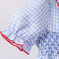 Blue flag smocked ruffle bubble