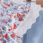 Blue floral lace smocked bloomer set