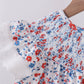 Blue floral lace smocked shorts set