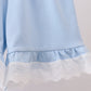 Blue floral lace smocked shorts set
