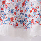 Blue floral lace smocked shorts set
