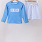 Blue crab embroidery stripe shorts swimsuit