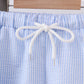 Blue crab embroidery stripe shorts swimsuit