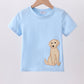 Blue puppy applique top