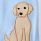 Blue puppy applique top