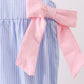 Blue Stripe Bow Seersucker Ruffle Bubble