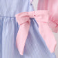 Blue Stripe Bow Seersucker Bloomer Set
