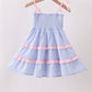 Blue Stripe Smocked Seersucker Mom Dress
